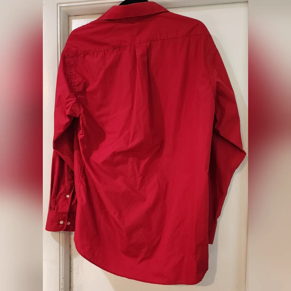 Men's Bill Robinson Red Button Down Long Sleeve Shirt, Size M - Picture 10 of 16